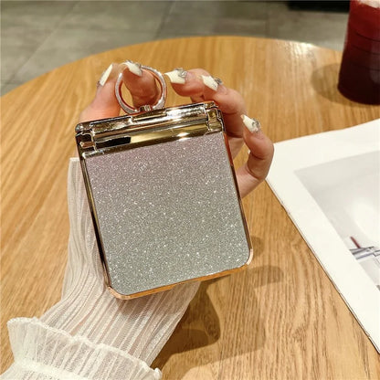 For Samsung Galaxy Z Flip3 5G / Z Flip4 5G Kickstand Case Glitter Design Rhinestone Decor Hard PC Phone Cover