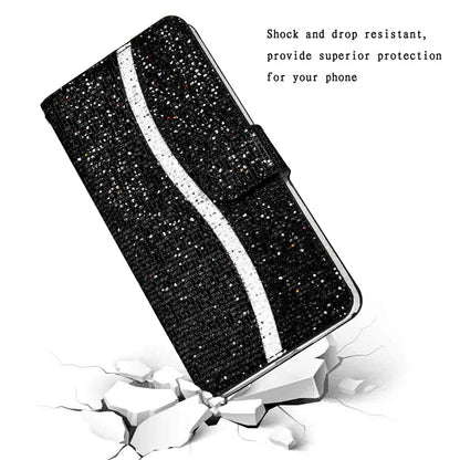 For Samsung Galaxy A15 5G Leather Case Glitter Splicing Phone Cover with Wallet Card Slots
