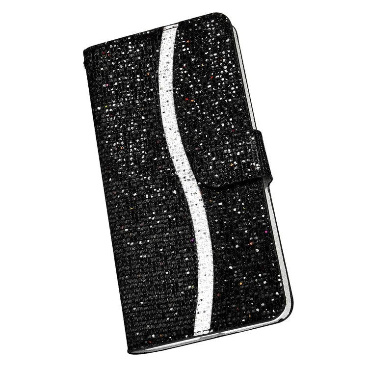 For Samsung Galaxy A15 5G Leather Case Glitter Splicing Phone Cover with Wallet Card Slots