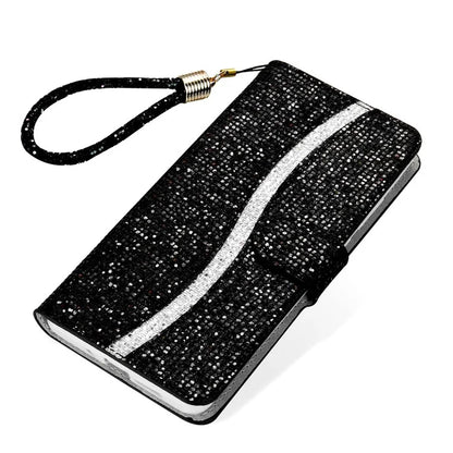 For Samsung Galaxy A15 5G Leather Case Glitter Splicing Phone Cover with Wallet Card Slots