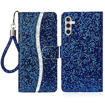 For Samsung Galaxy A15 5G Leather Case Glitter Splicing Phone Cover with Wallet Card Slots