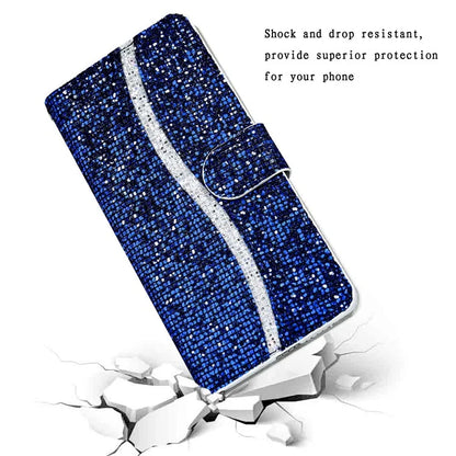 For Samsung Galaxy A15 5G Leather Case Glitter Splicing Phone Cover with Wallet Card Slots
