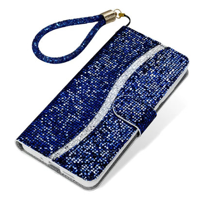 For Samsung Galaxy A15 5G Leather Case Glitter Splicing Phone Cover with Wallet Card Slots