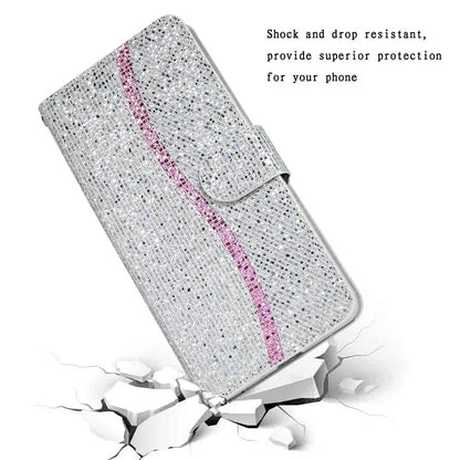 For Samsung Galaxy A15 5G Leather Case Glitter Splicing Phone Cover with Wallet Card Slots