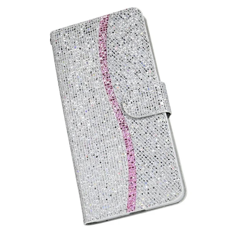 For Samsung Galaxy A15 5G Leather Case Glitter Splicing Phone Cover with Wallet Card Slots