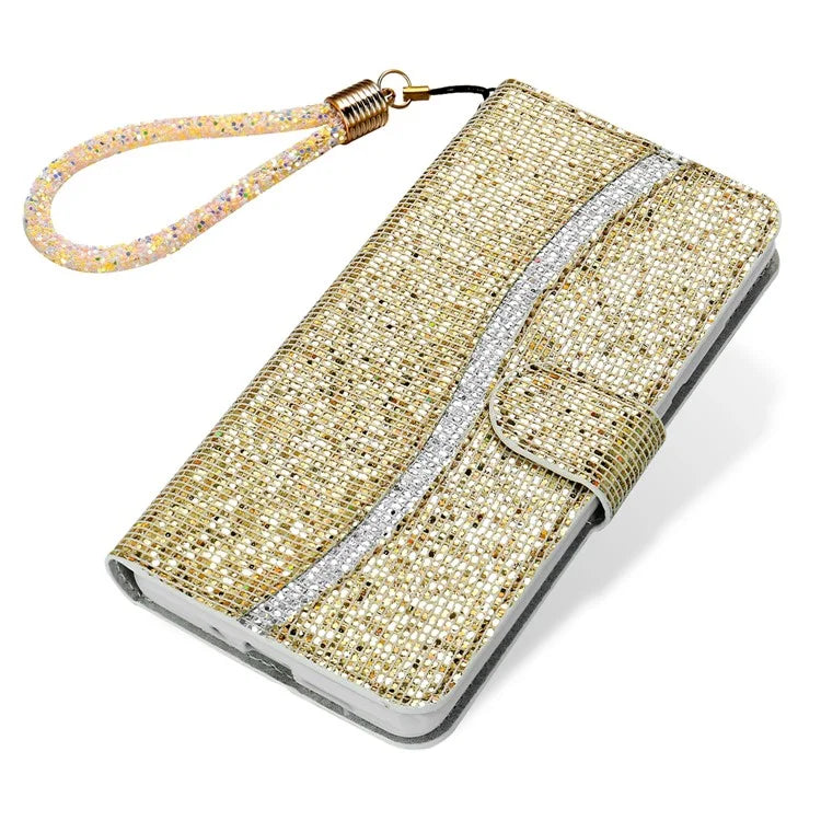 For Samsung Galaxy A15 5G Leather Case Glitter Splicing Phone Cover with Wallet Card Slots