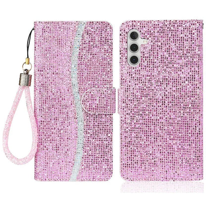 For Samsung Galaxy A15 5G Leather Case Glitter Splicing Phone Cover with Wallet Card Slots