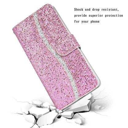 For Samsung Galaxy A15 5G Leather Case Glitter Splicing Phone Cover with Wallet Card Slots