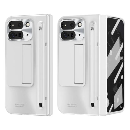 For Google Pixel Fold 2 Case Kickstand Hinge PC Phone Cover with Tempered Glass Film, Stylus