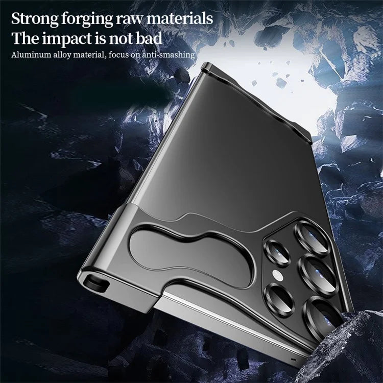 For Samsung Galaxy S23 Ultra Bumper Case Aluminium Alloy Frameless Phone Cover Built-In Lens Glass Film