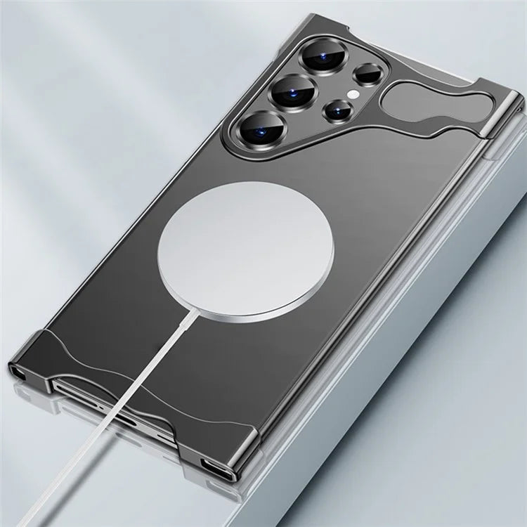 For Samsung Galaxy S23 Ultra Bumper Case Aluminium Alloy Frameless Phone Cover Built-In Lens Glass Film