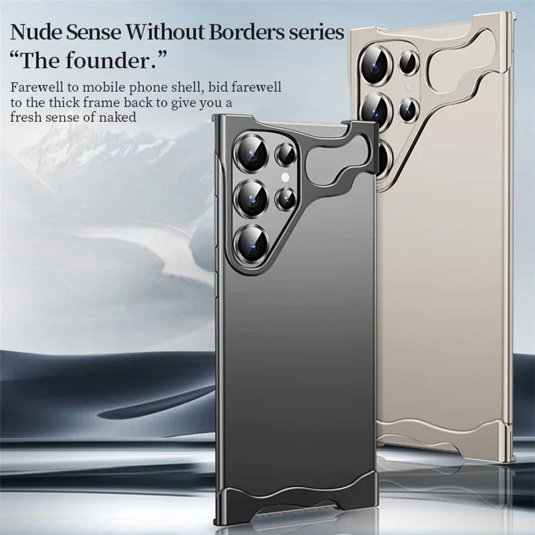 For Samsung Galaxy S23 Ultra Bumper Case Aluminium Alloy Frameless Phone Cover Built-In Lens Glass Film