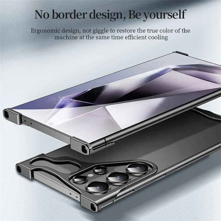 For Samsung Galaxy S23 Ultra Bumper Case Aluminium Alloy Frameless Phone Cover Built-In Lens Glass Film