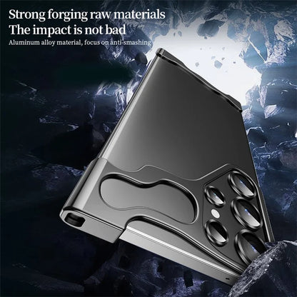 For Samsung Galaxy S23 Ultra Bumper Case Aluminium Alloy Frameless Phone Cover Built-In Lens Glass Film