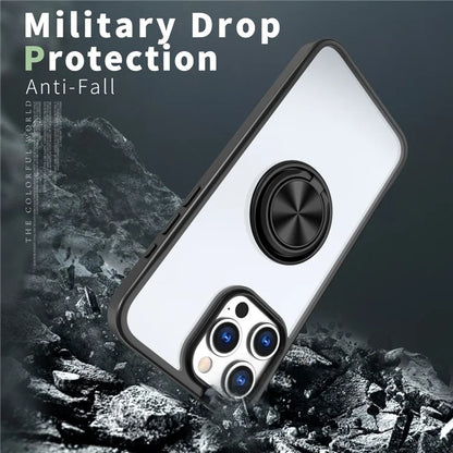 For iPhone 15 Pro Max Clear Case Rotating Kickstand TPU+PC Anti-drop Phone Cover