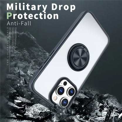 For iPhone 15 Pro Max Clear Case Rotating Kickstand TPU+PC Anti-drop Phone Cover