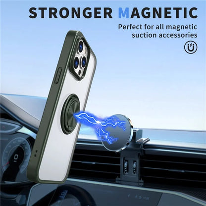 For iPhone 15 Pro Max Clear Case Rotating Kickstand TPU+PC Anti-drop Phone Cover