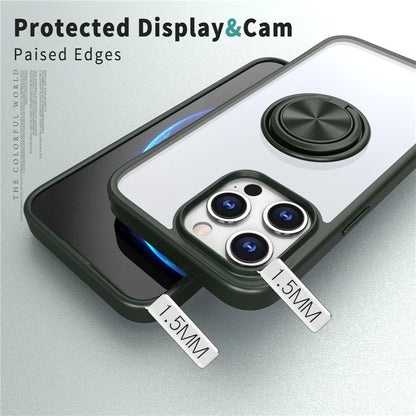 For iPhone 15 Pro Max Clear Case Rotating Kickstand TPU+PC Anti-drop Phone Cover