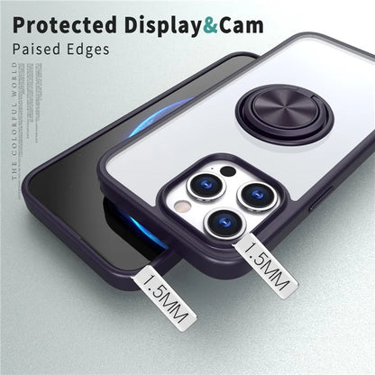 For iPhone 15 Pro Max Clear Case Rotating Kickstand TPU+PC Anti-drop Phone Cover