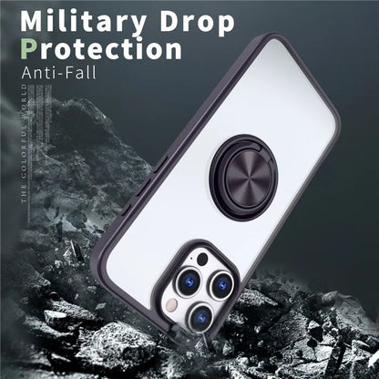 For iPhone 15 Pro Max Clear Case Rotating Kickstand TPU+PC Anti-drop Phone Cover
