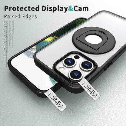 For iPhone 15 Pro Max Case Compatible with MagSafe Ring Kickstand Transparent TPU+PC Phone Cover