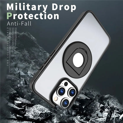 For iPhone 15 Pro Max Case Compatible with MagSafe Ring Kickstand Transparent TPU+PC Phone Cover