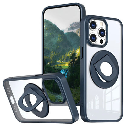 For iPhone 15 Pro Max Case Compatible with MagSafe Ring Kickstand Transparent TPU+PC Phone Cover