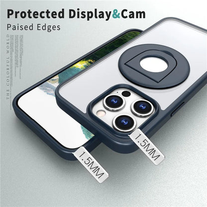 For iPhone 15 Pro Max Case Compatible with MagSafe Ring Kickstand Transparent TPU+PC Phone Cover