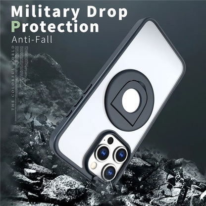 For iPhone 15 Pro Max Case Compatible with MagSafe Ring Kickstand Transparent TPU+PC Phone Cover