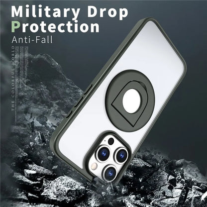 For iPhone 15 Pro Max Case Compatible with MagSafe Ring Kickstand Transparent TPU+PC Phone Cover