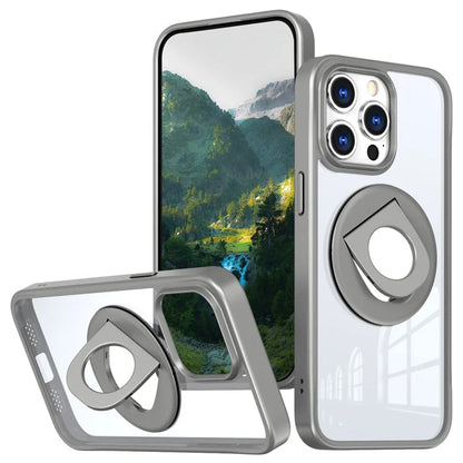 For iPhone 15 Pro Max Case Compatible with MagSafe Ring Kickstand Transparent TPU+PC Phone Cover