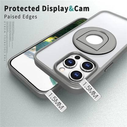For iPhone 15 Pro Max Case Compatible with MagSafe Ring Kickstand Transparent TPU+PC Phone Cover