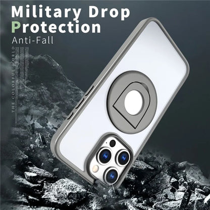 For iPhone 15 Pro Max Case Compatible with MagSafe Ring Kickstand Transparent TPU+PC Phone Cover