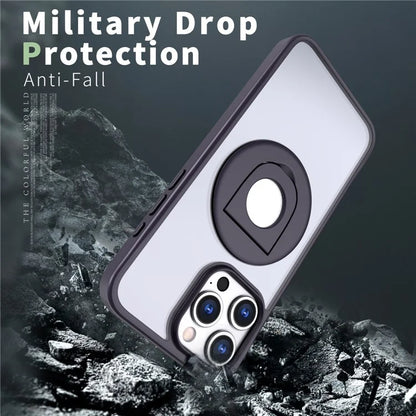 For iPhone 15 Pro Max Case Compatible with MagSafe Ring Kickstand Transparent TPU+PC Phone Cover