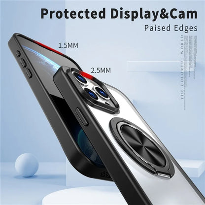 For iPhone 15 Pro Max Clear Case Rotating Kickstand TPU+PC Anti-drop Phone Cover Magnetic Shell