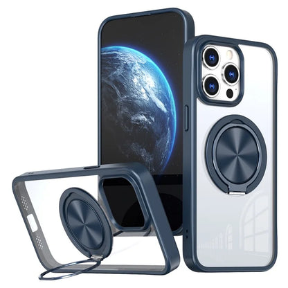 For iPhone 15 Pro Max Clear Case Rotating Kickstand TPU+PC Anti-drop Phone Cover Magnetic Shell