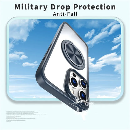 For iPhone 15 Pro Max Clear Case Rotating Kickstand TPU+PC Anti-drop Phone Cover Magnetic Shell