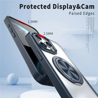 For iPhone 15 Pro Max Clear Case Rotating Kickstand TPU+PC Anti-drop Phone Cover Magnetic Shell