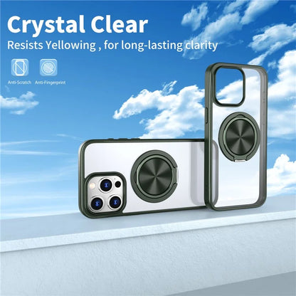 For iPhone 15 Pro Max Clear Case Rotating Kickstand TPU+PC Anti-drop Phone Cover Magnetic Shell
