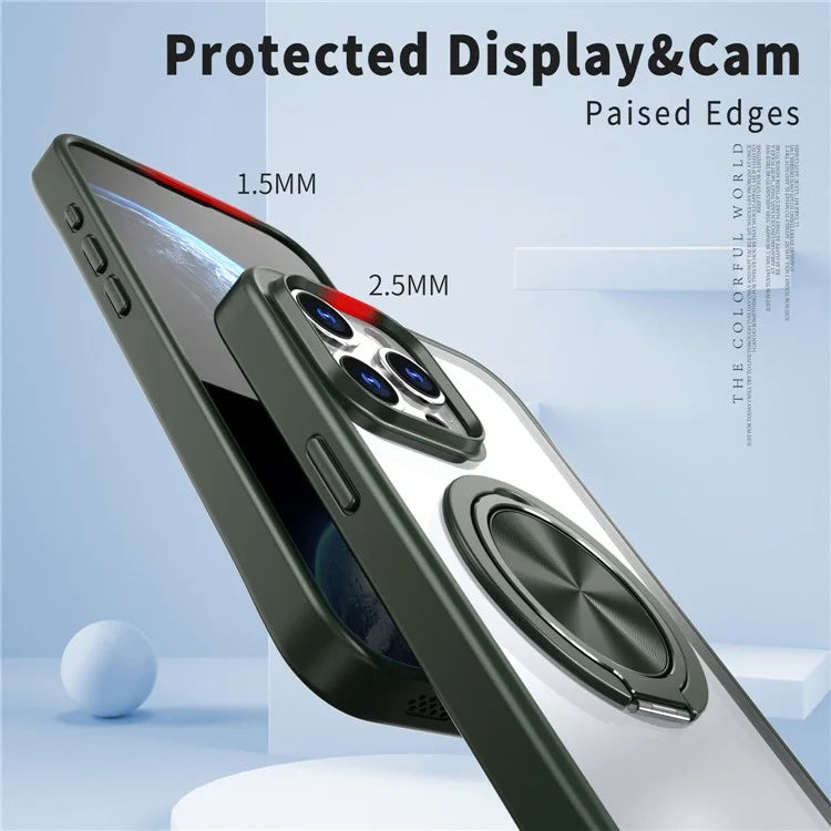 For iPhone 15 Pro Max Clear Case Rotating Kickstand TPU+PC Anti-drop Phone Cover Magnetic Shell