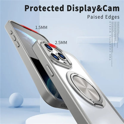 For iPhone 15 Pro Max Clear Case Rotating Kickstand TPU+PC Anti-drop Phone Cover Magnetic Shell
