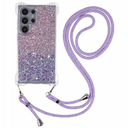 For Samsung Galaxy S22 Ultra 5G Cover Gradient TPU+Acrylic Cell Phone Case with Strap