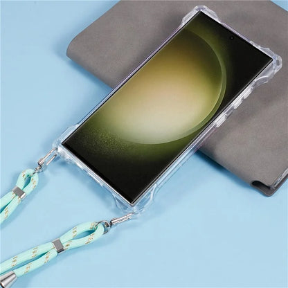 For Samsung Galaxy S22 Ultra 5G Cover Gradient TPU+Acrylic Cell Phone Case with Strap