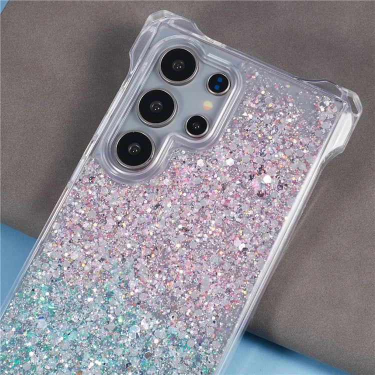 For Samsung Galaxy S22 Ultra 5G Cover Gradient TPU+Acrylic Cell Phone Case with Strap