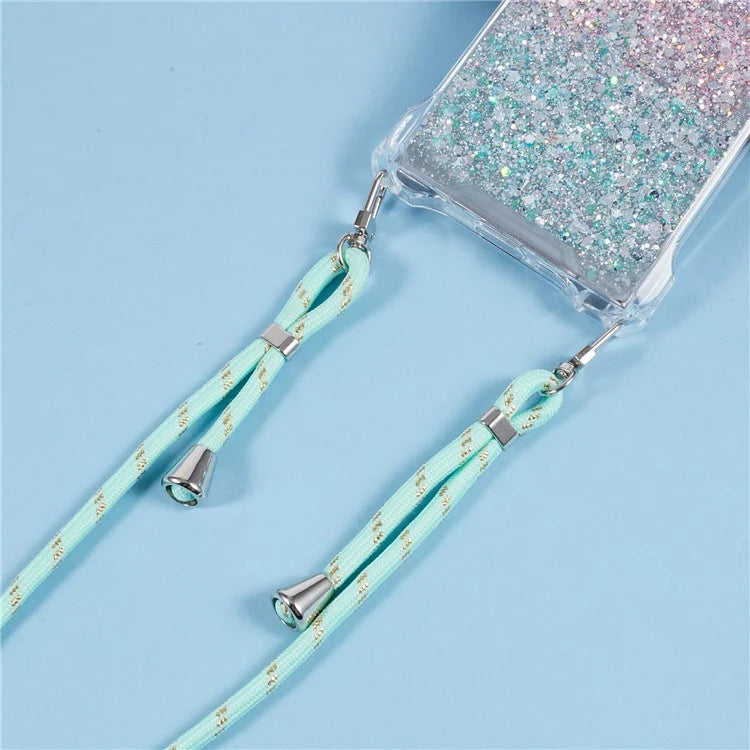 For Samsung Galaxy S22 Ultra 5G Cover Gradient TPU+Acrylic Cell Phone Case with Strap