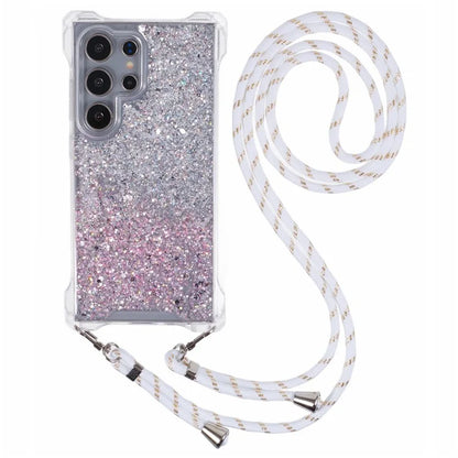 For Samsung Galaxy S22 Ultra 5G Cover Gradient TPU+Acrylic Cell Phone Case with Strap