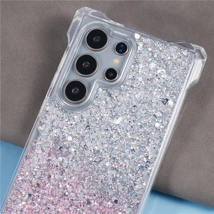 For Samsung Galaxy S22 Ultra 5G Cover Gradient TPU+Acrylic Cell Phone Case with Strap