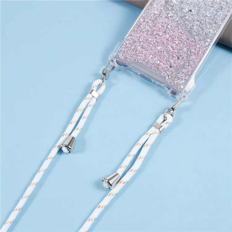 For Samsung Galaxy S22 Ultra 5G Cover Gradient TPU+Acrylic Cell Phone Case with Strap