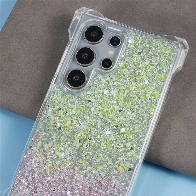For Samsung Galaxy S22 Ultra 5G Cover Gradient TPU+Acrylic Cell Phone Case with Strap