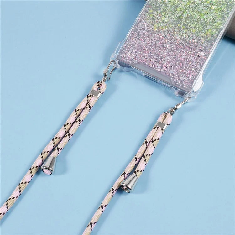 For Samsung Galaxy S22 Ultra 5G Cover Gradient TPU+Acrylic Cell Phone Case with Strap